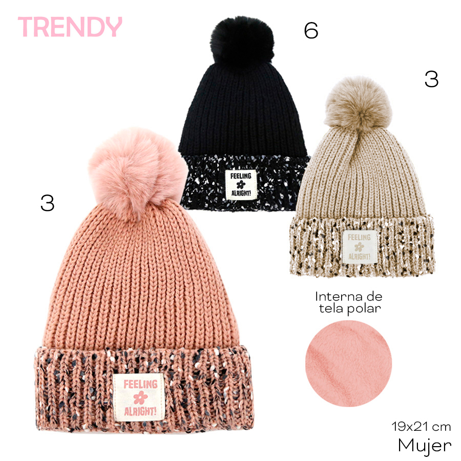 Gorro Adulto Trendy Negro 13667B