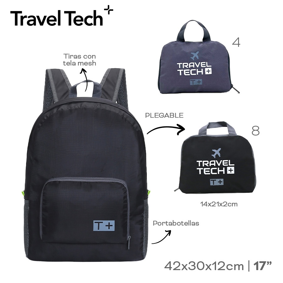 Mochila Plegable De Viaje Travel Tech Gris 17819B