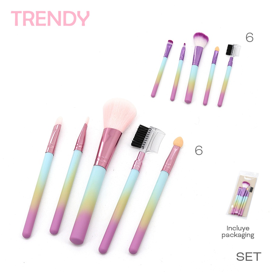 Set de Brochas x 5 Unid Trendy Varios Colores 18711B