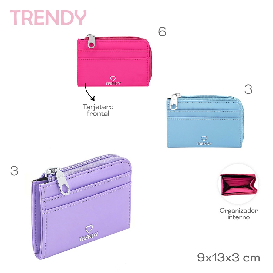 Monedero Tarjetero Trendy Varios Colores 19134