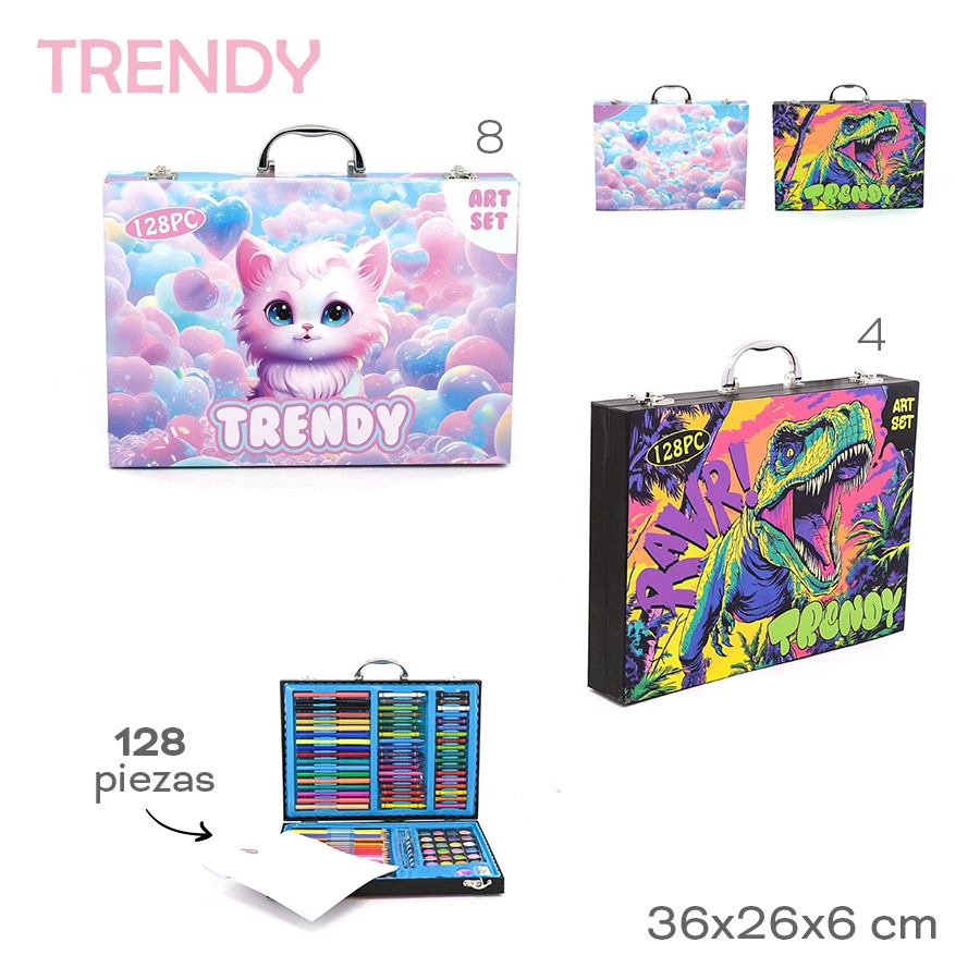 Set De Arte 128 Piezas Trendy Gato 19145B