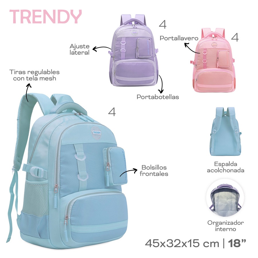 Mochila 18 Trendy Rosa 19256