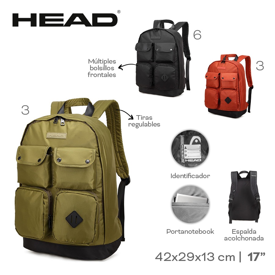 Mochila 17 Head Varios Colores 22682