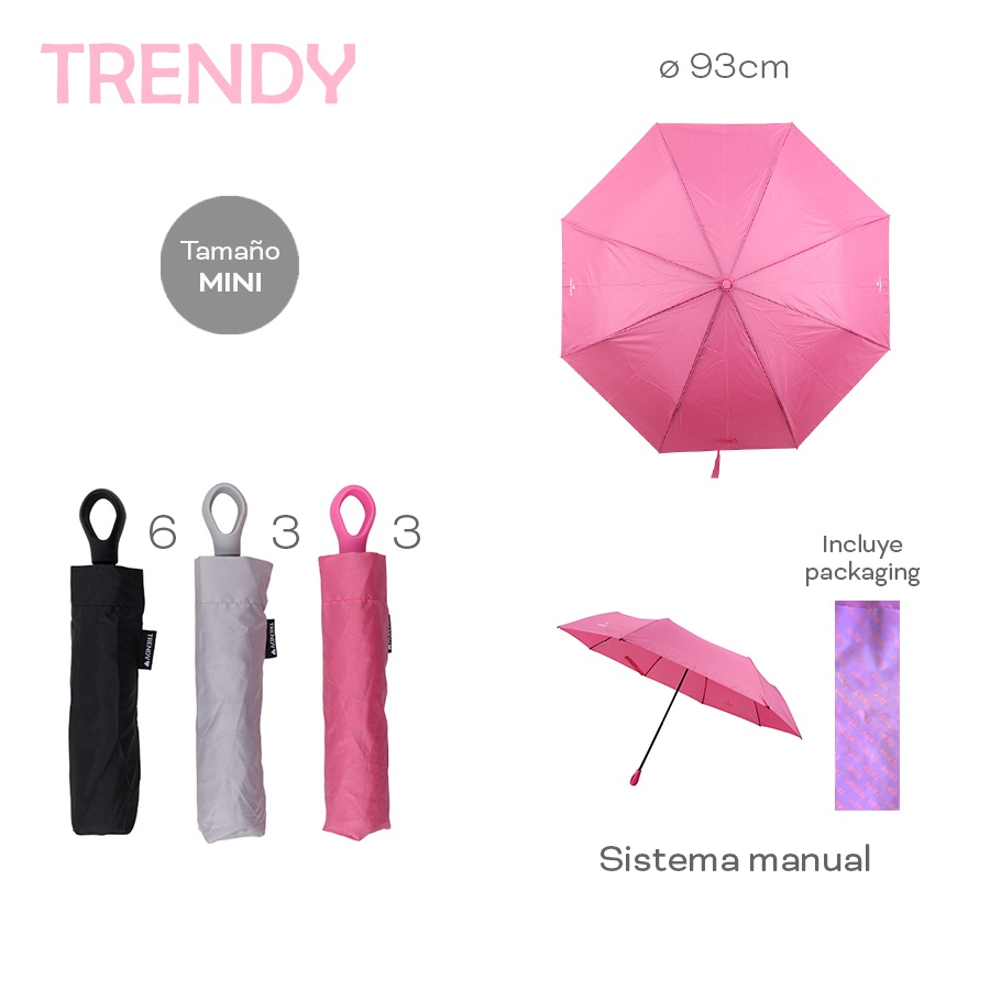 Paragua Manual Trendy Varios Colores 29000