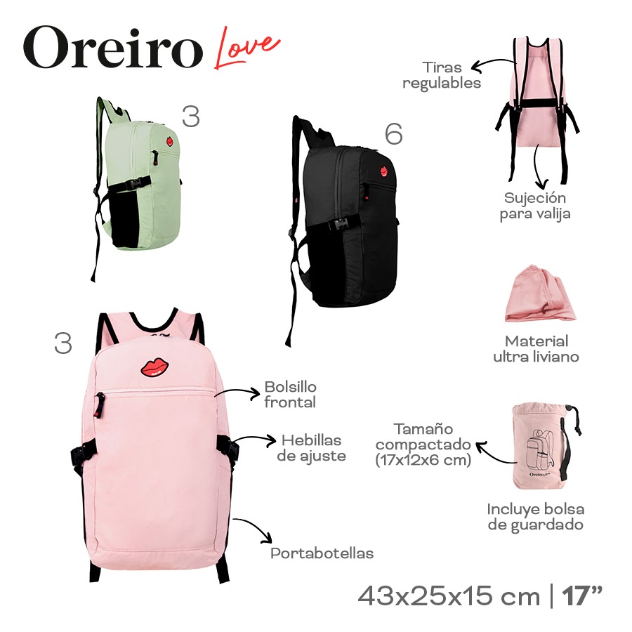 Mochila Viaje Oreiro Love Varios Colores 29139