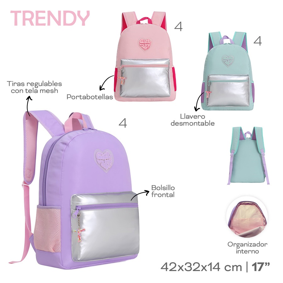 Mochila 17 Trendy Varios Colores 30156