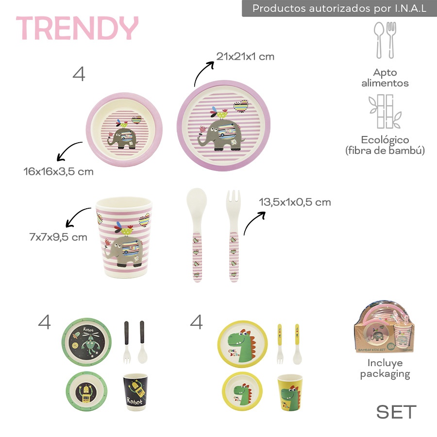 Set Platos x 4 Unid Trendy Varios Colores 30422