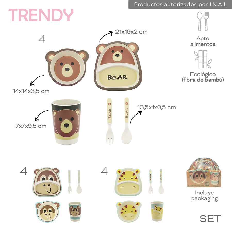 Set Platos x 4 Unid Trendy Varios Colores 30424