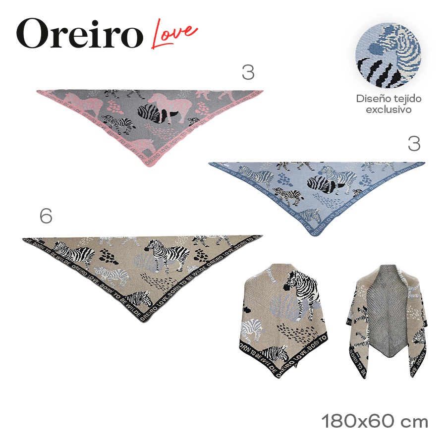 Bufanda Triangular Oreiro Love Varios Colores 31164