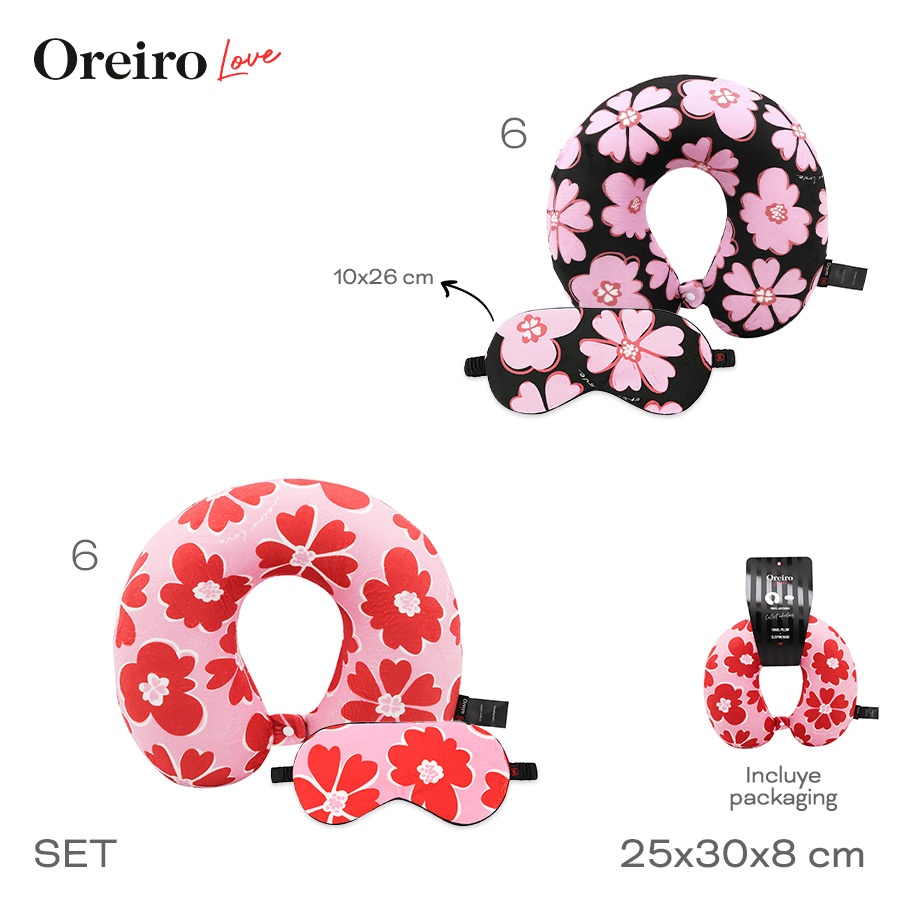 Set Viaje Oreiro Love Almohada y Masc Varios Colores 31322