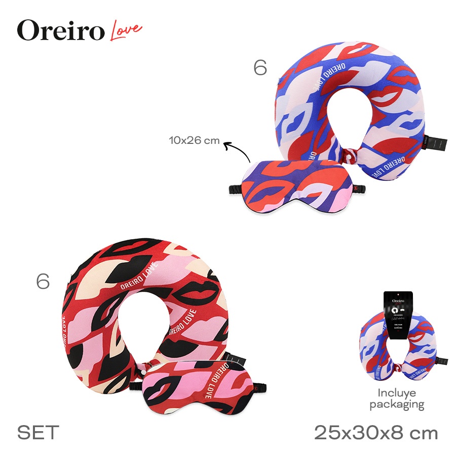 Set Viaje Oreiro Love Almohada y Masc Varios Colores 31323