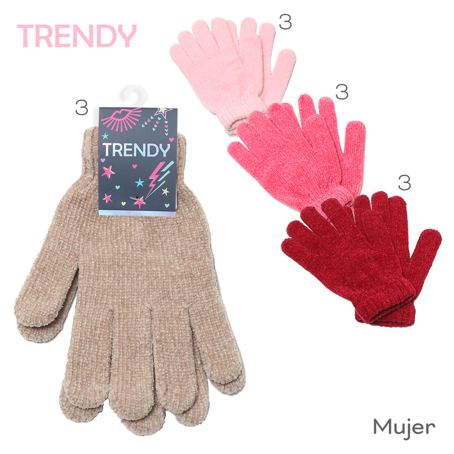 Guante Chenille Adulto Trendy Varios Colores 51144