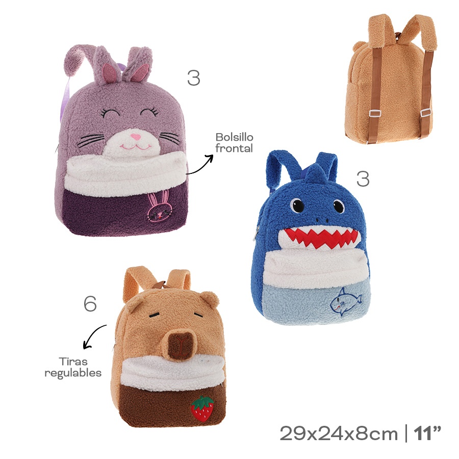 Mochila Peluche 11 Trendy Varios Colores 53714