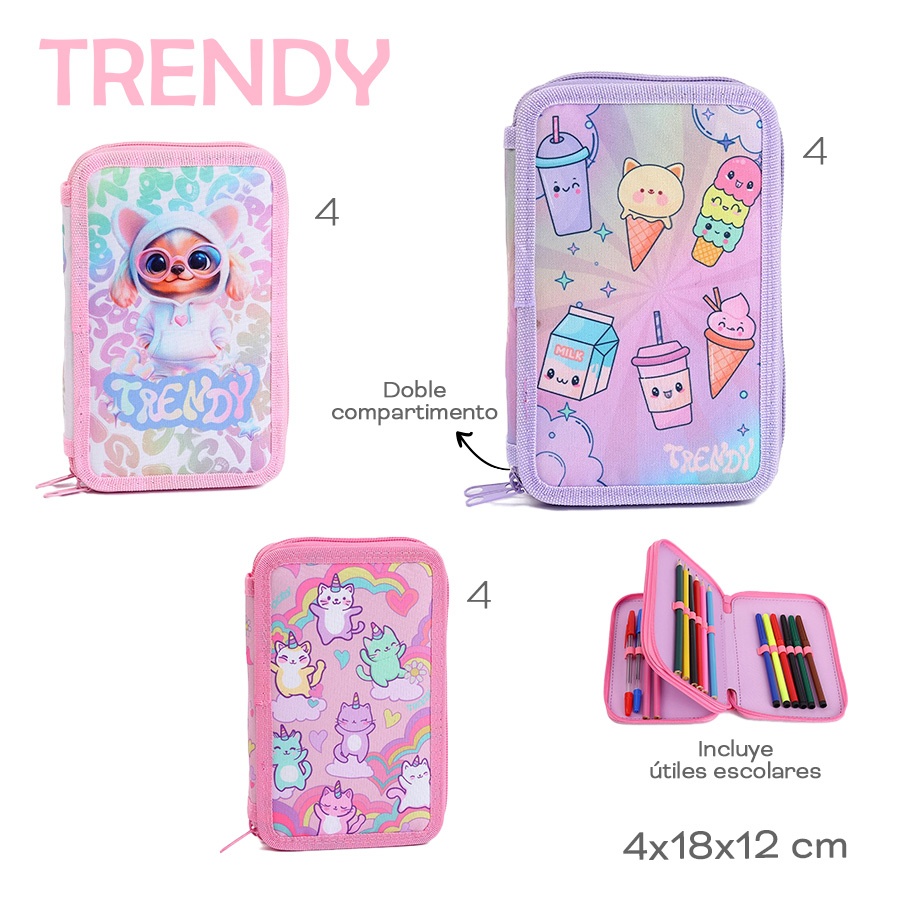 Cartuchera C/ Utiles Trendy Varios Colores 53834