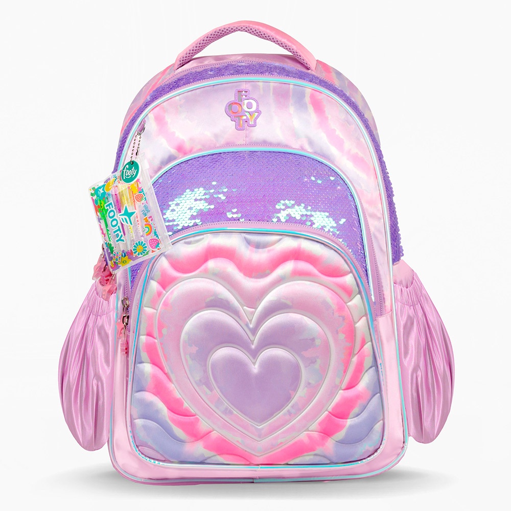 Mochila 18 Dye Heart Incluye Estuche Roller Tinta Gel x 5 Footy Varios Colores F26353