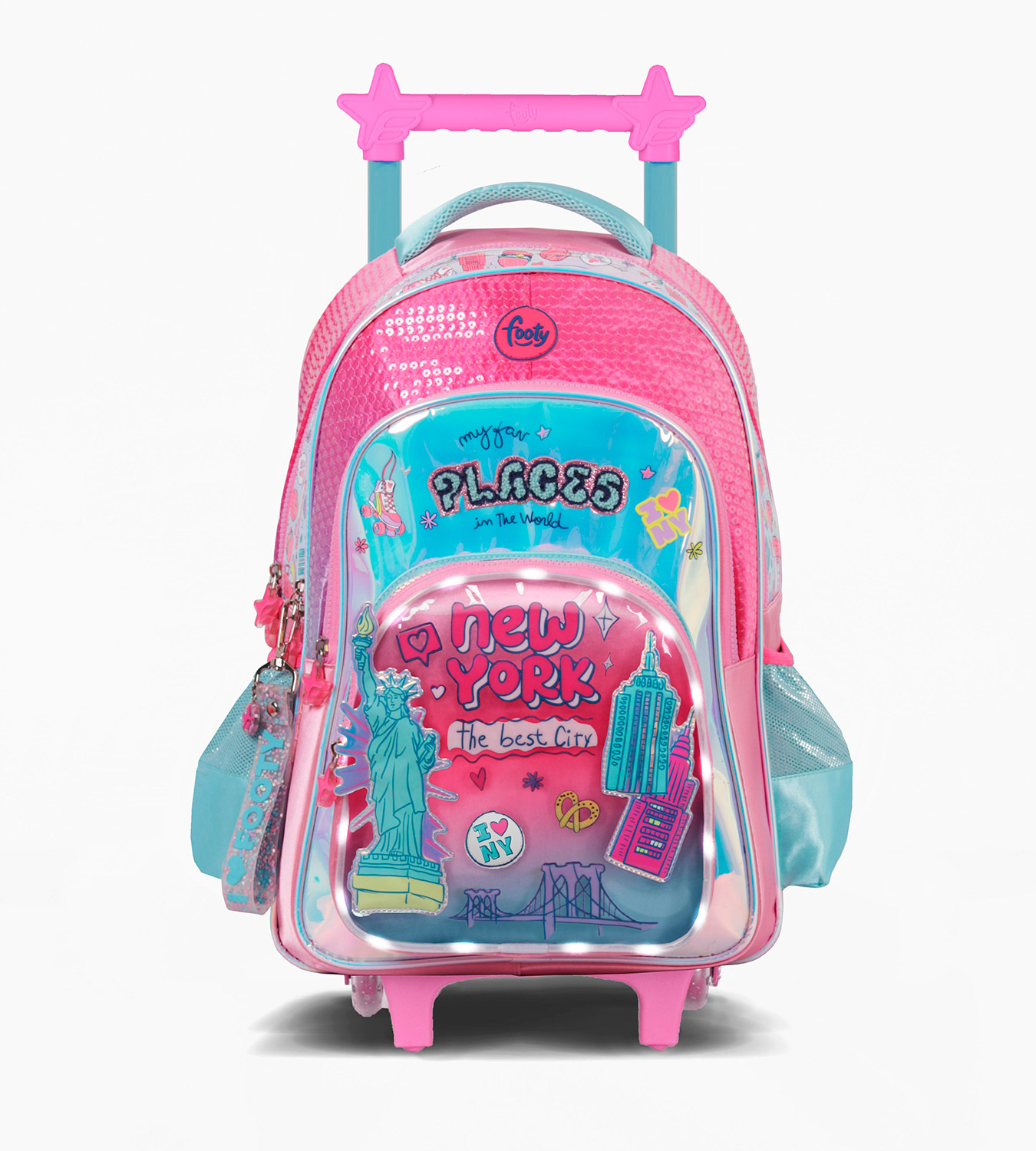 Mochila Carro 18 Con Luz Led Footy Varios Colores F6311