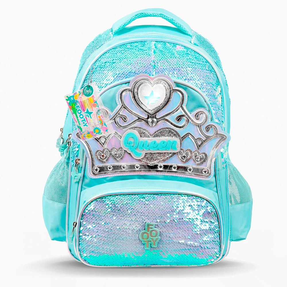 Mochila 18 Con Luz Led Incluye Estuche Roller Tinta Gel x 5 Footy Varios Colores FL26373