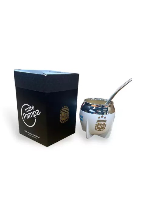 Mate Tradicional Afa Blanco Boca Cerrada con Bombilla Mate Pampa Blanco 10110835