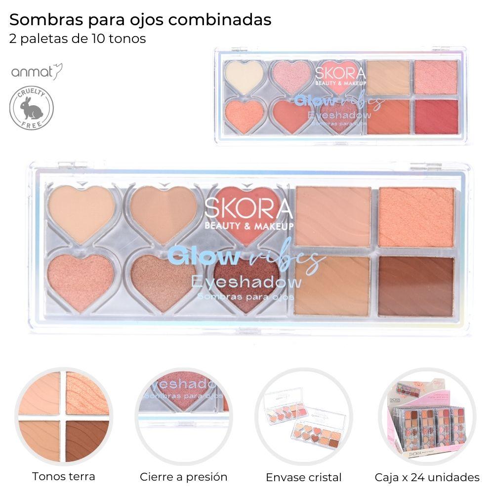 Sombras Para Ojos Combinadas x 10 Tonos Skora Varios Colores 39551