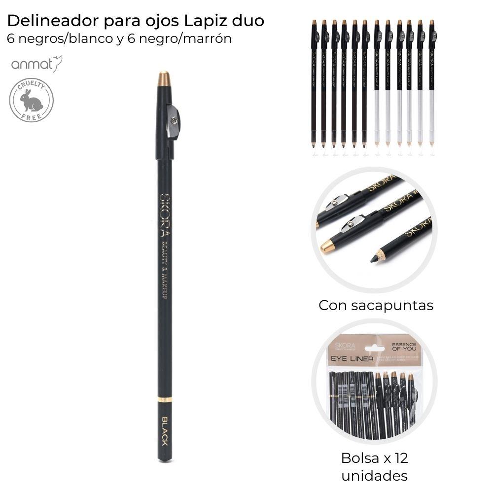 Delineador Lapiz para ojos duo con Sacapuntas Skora Blanco 39584