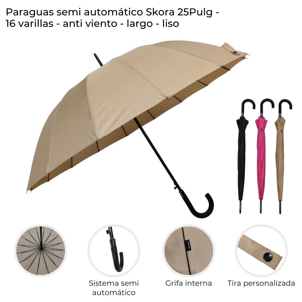 Paraguas Semi Automatico Skora Varios Colores 41146