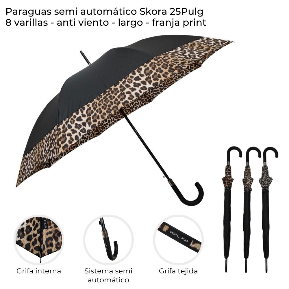 Paraguas Semi Automatico Skora Varios Colores 41150