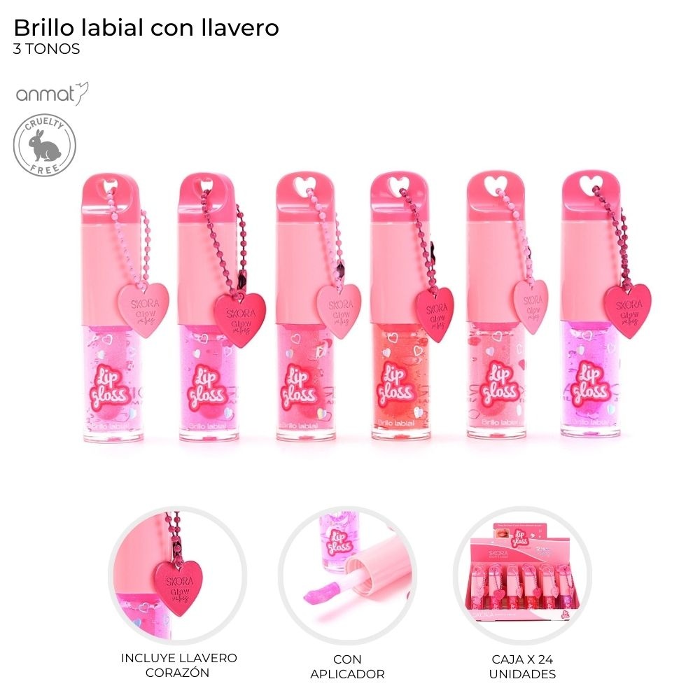 Brillo Labial Con Llavero Skora Varios Colores 41763