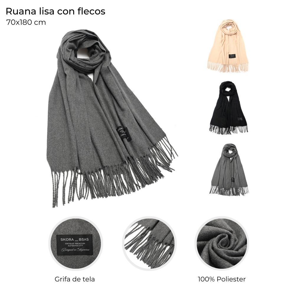 Ruana Lisa Con Flecos Skora Varios Colores 43760