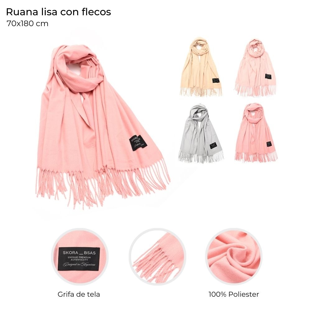 Ruana Lisa Con Flecos Skora Varios Colores 43762