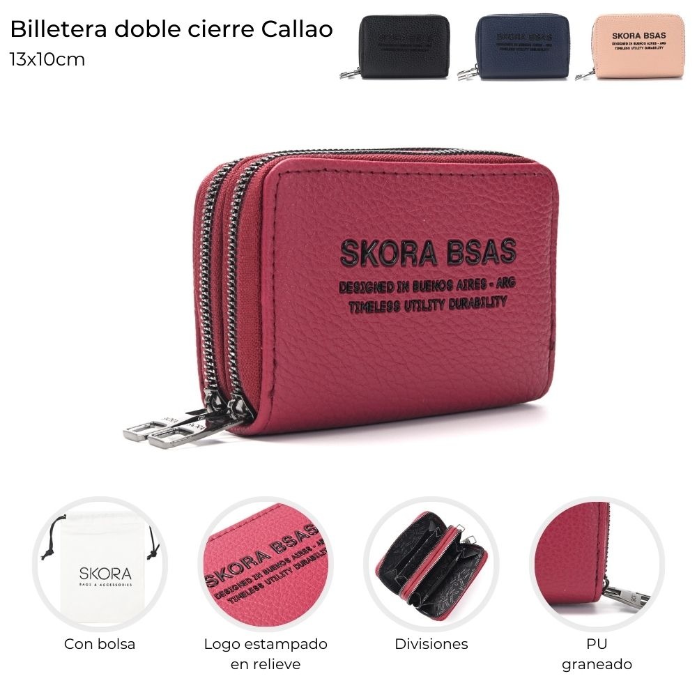 Billetera Doble Cierre Callao Skora Varios Colores 43856