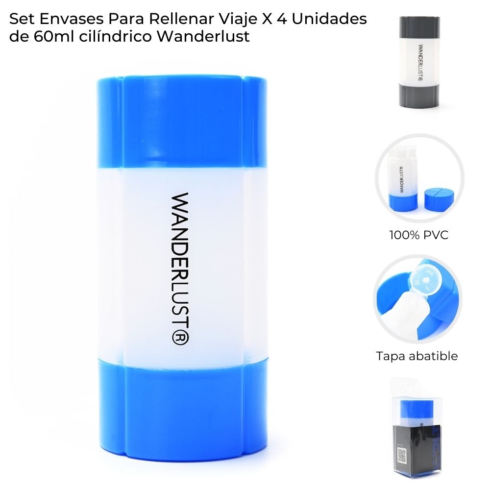 Set Envases Para Rellenar x 4 60ml Wanderlust Varios Colores 44216