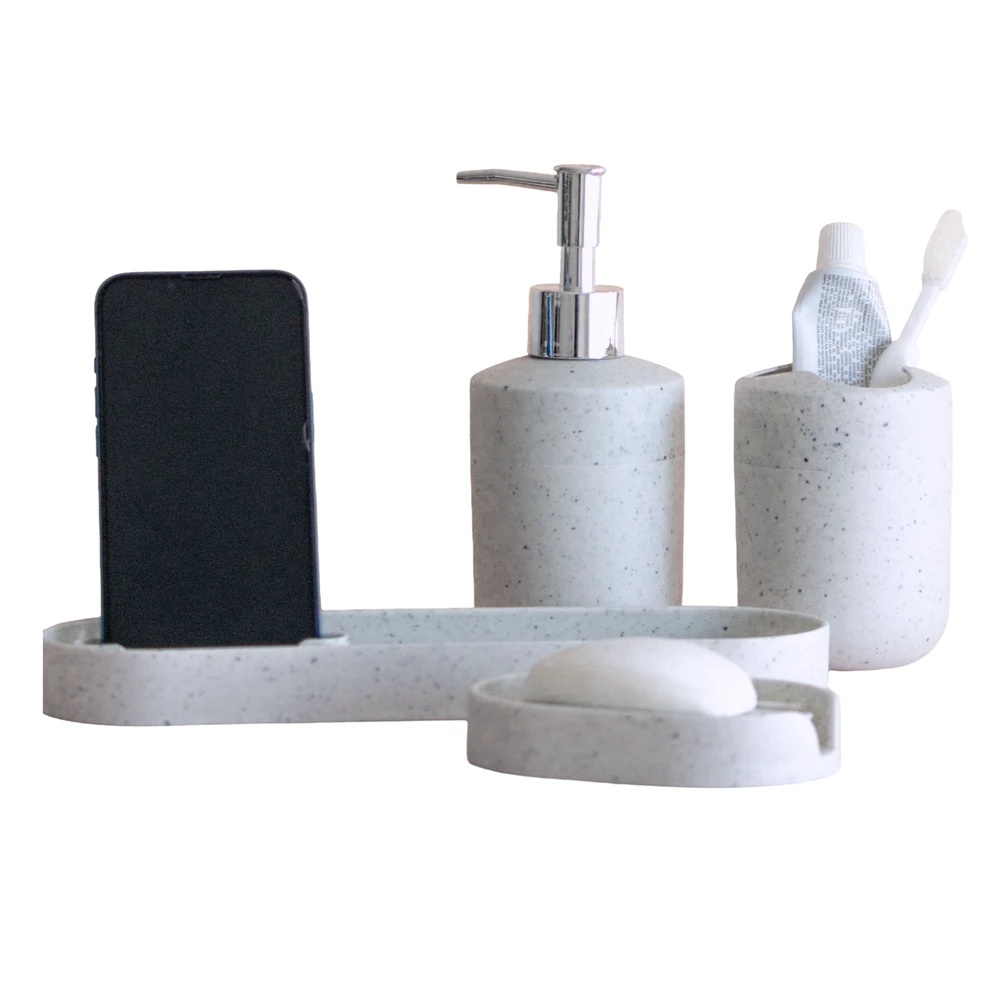 Set De Bano 4 Piezas Stone Quo Varios Colores 5875