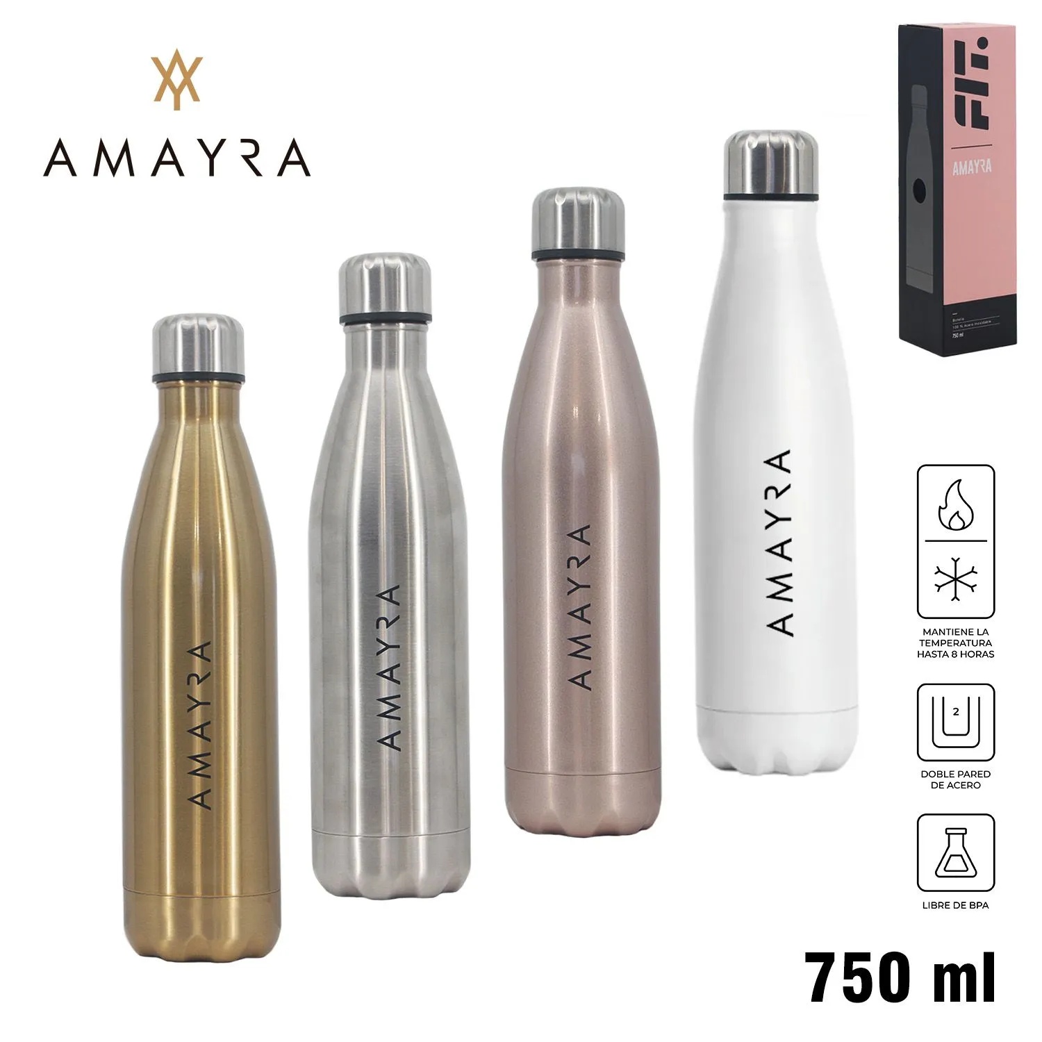 Botella Termica 750ML Amayra Dorado 67.X1800