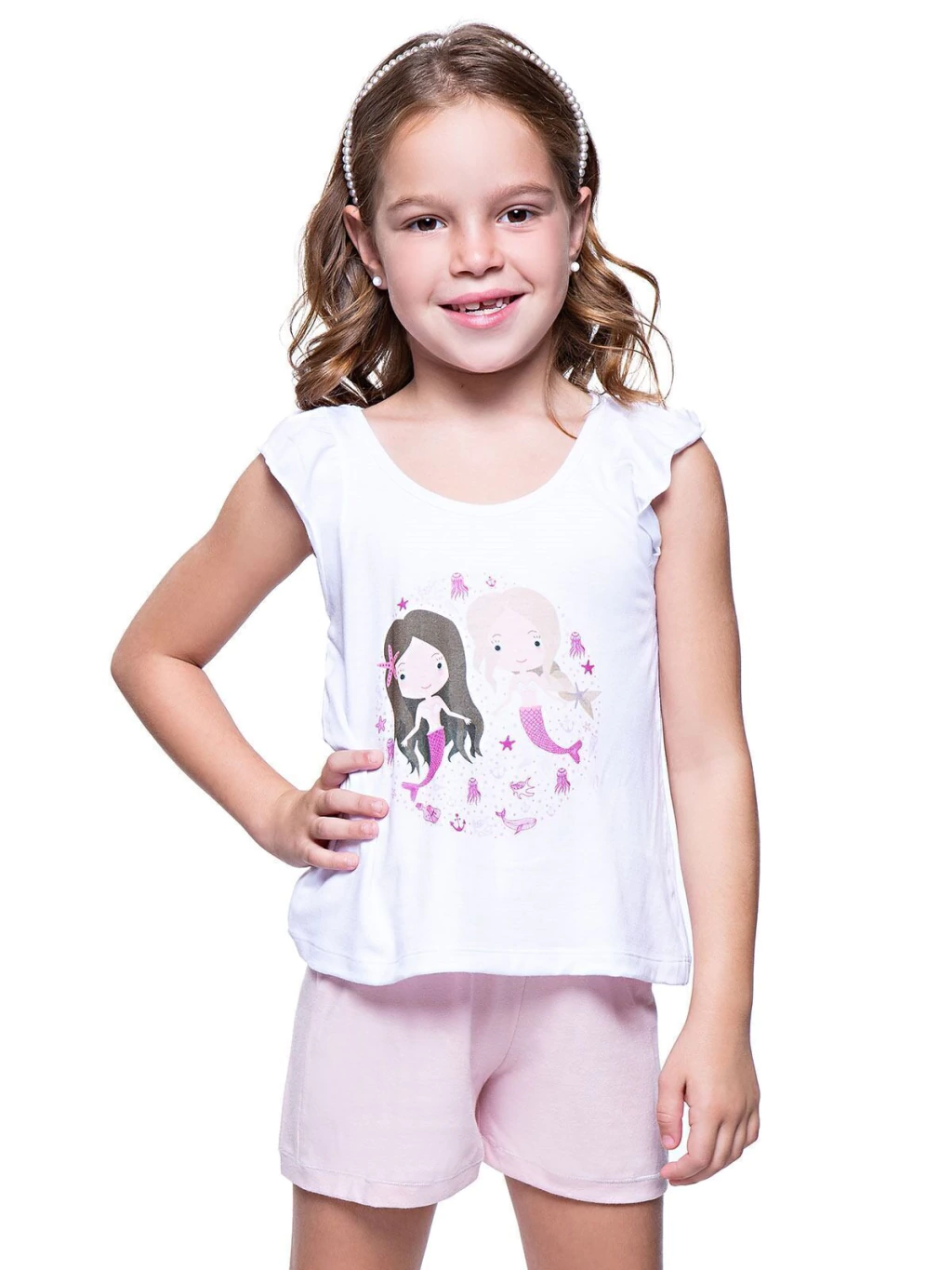 Pijama Musculosa Nina Sirenas Blanco Cocot 7449